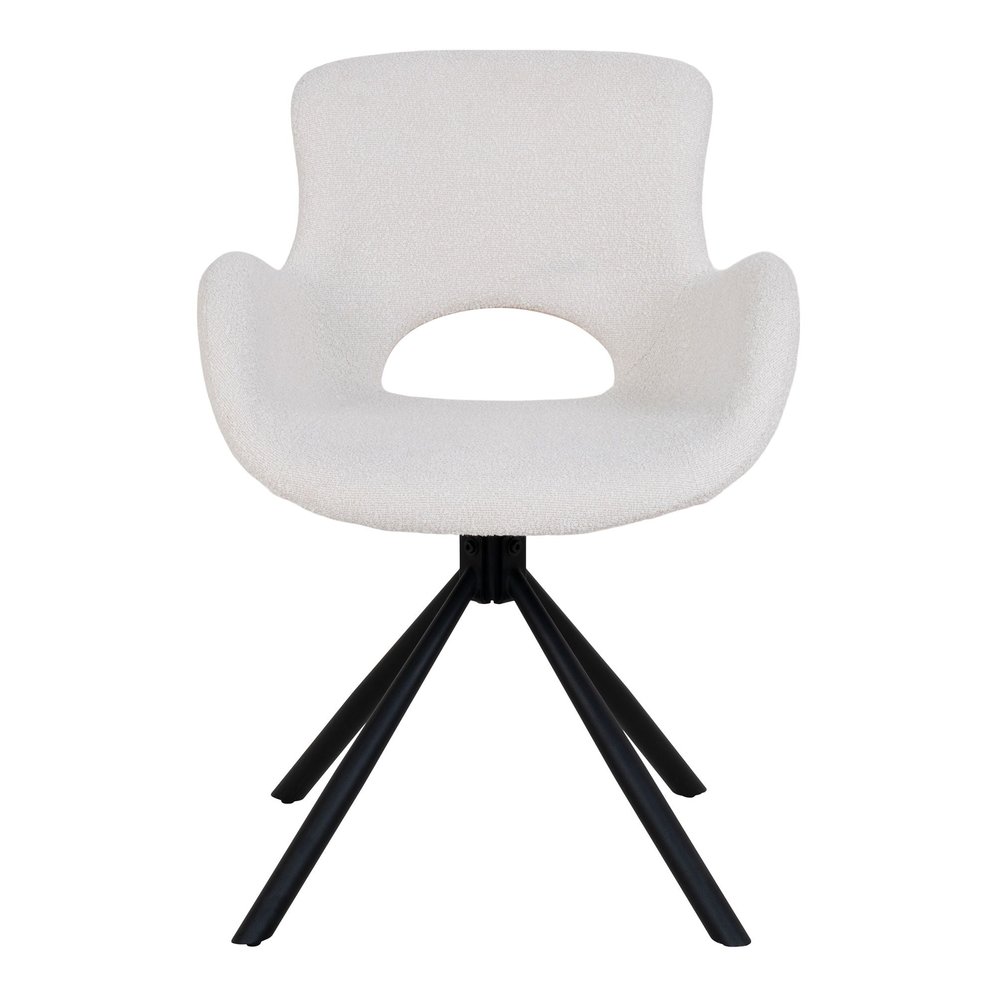 Amorim draaibare eetkamerstoel off-white bouclé met armleuning – Set van 2